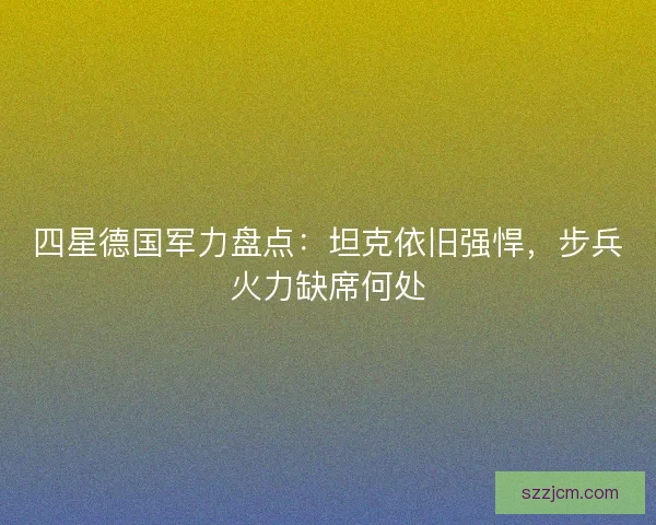 四星德国军力盘点：坦克依旧强悍，步兵火力缺席何处